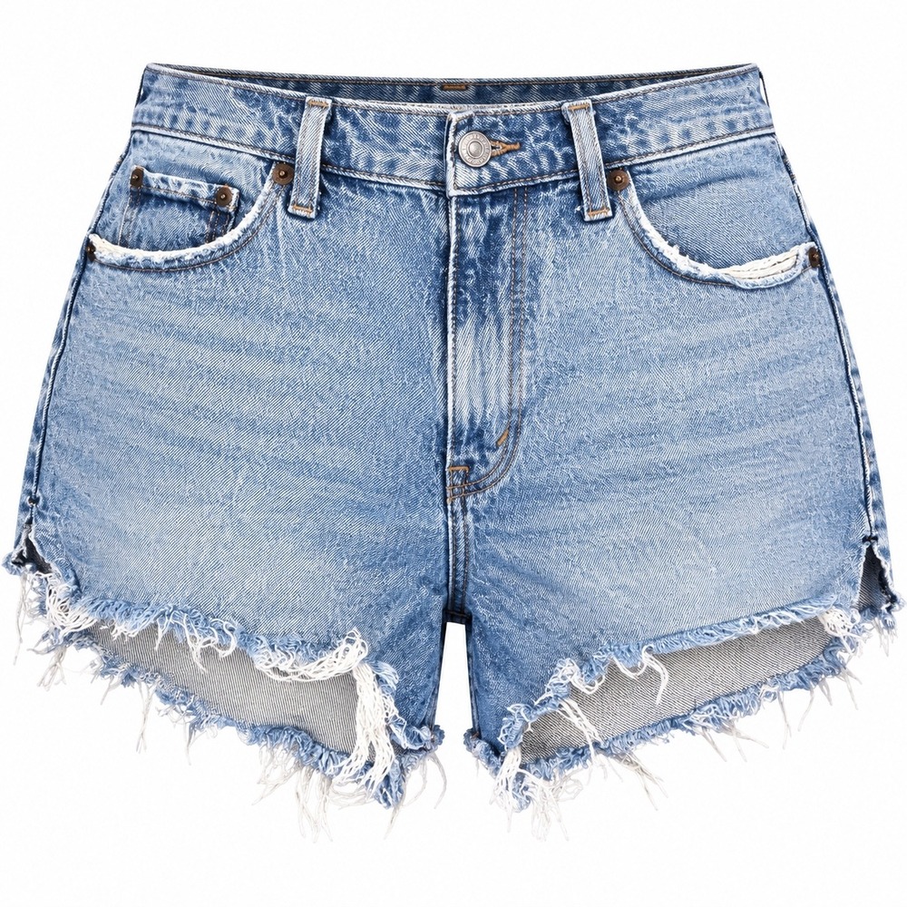 Abercrombie & Fitch Mom Short High Rise Curve Love Denim Shorts 28/6 Distressed